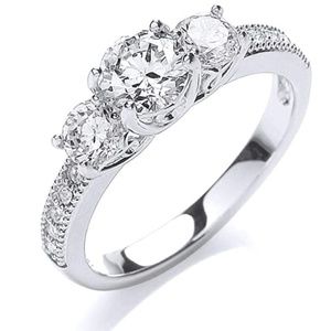 NEW! Buckley London Brilliant-Cut Trilogy Ring Small (UK size K / USA size 5.5)